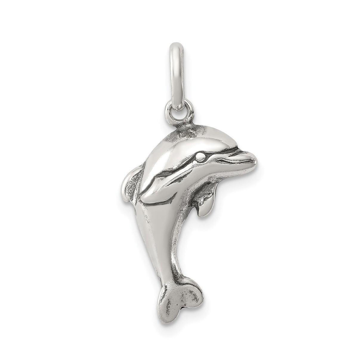 Sterling Silver Dolphin Pendant with Jumping Dolphin Design, Ocean Theme Jewelry for Women and Teens