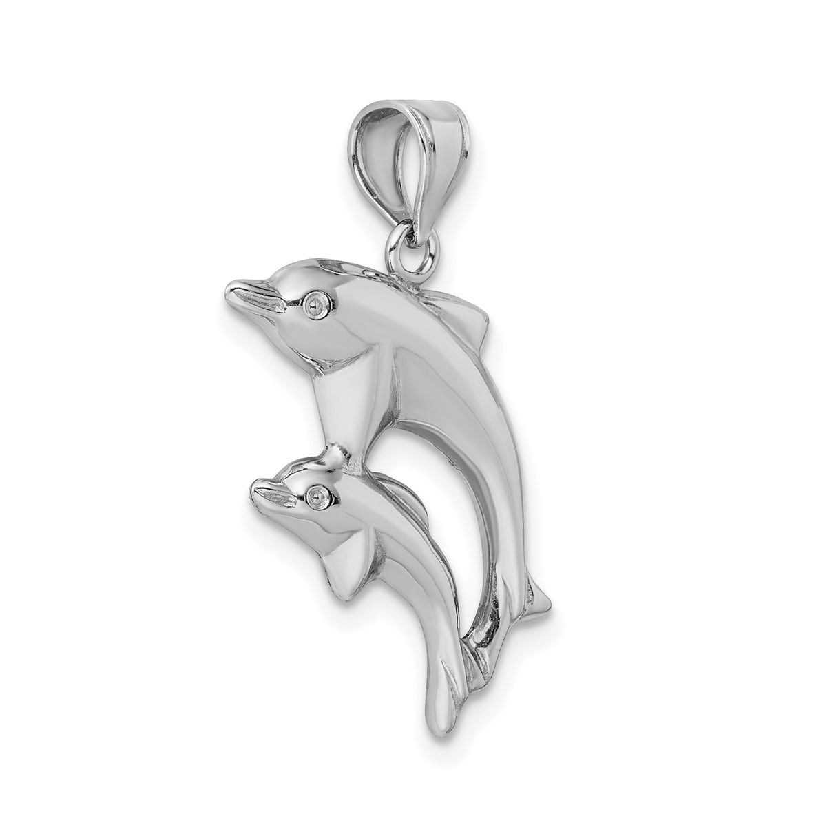 Sterling Silver Dolphin Pendant with Two Jumping Dolphins, Nautical Ocean Life Charm