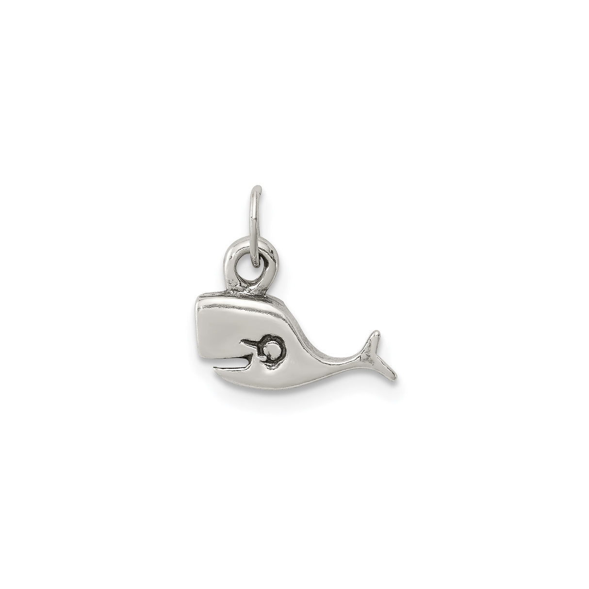 Sterling Silver Whale Pendant, Stylized Openwork Ocean Animal Charm for Women or Unisex Wear