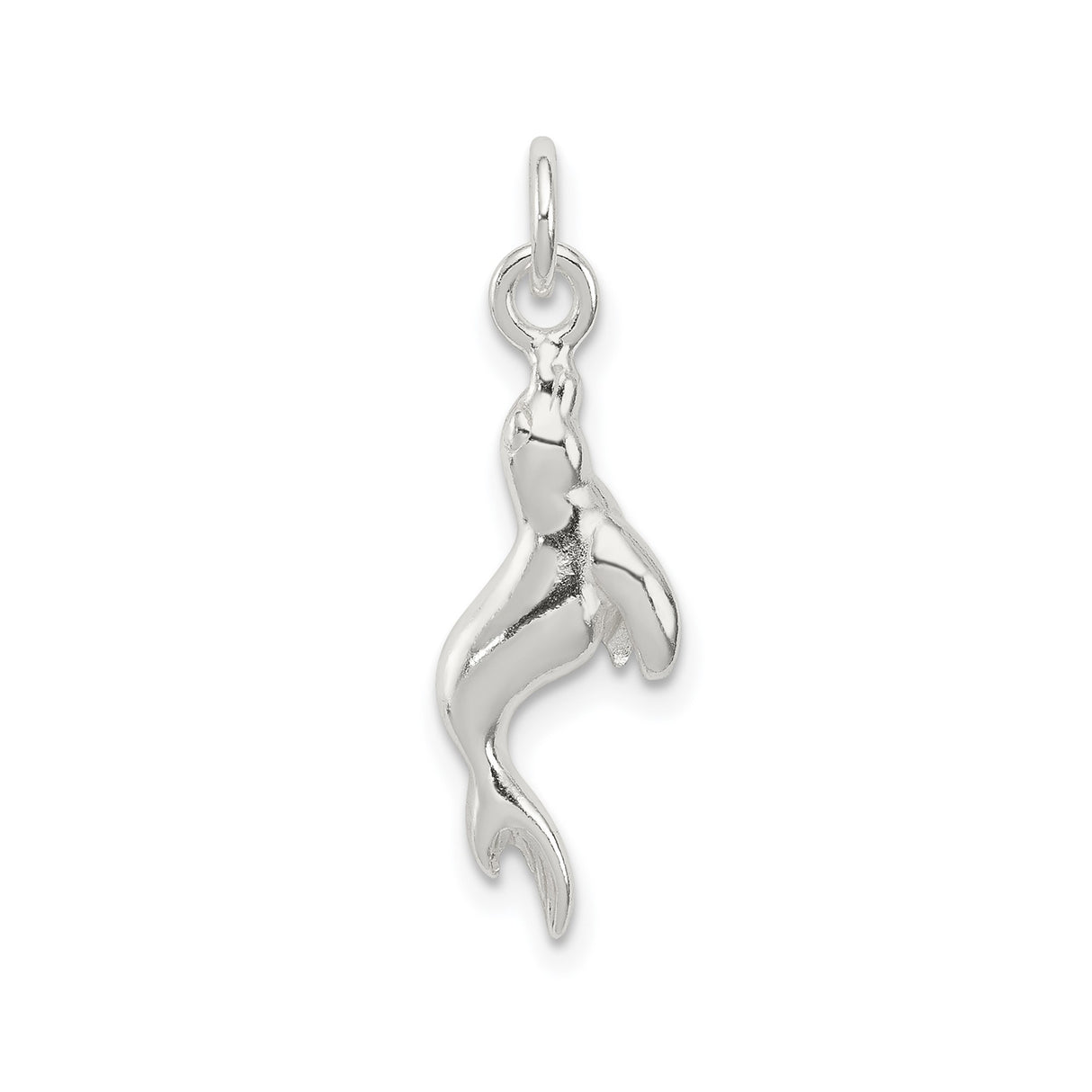 Sterling Silver Mermaid Pendant with Flowing Oceanic Design, Nautical Fantasy Jewelry for Women