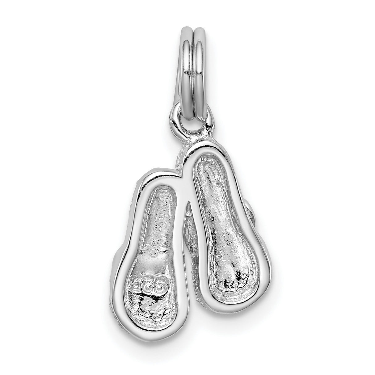 Green Flip Flops Sandals Charm Pendant in Real 925 Sterling Silver