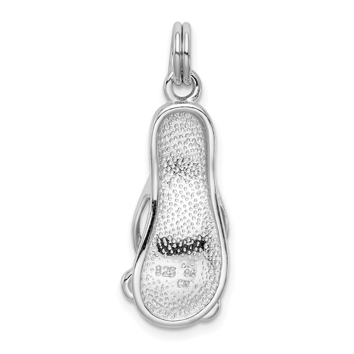 Sterling Silver Flip Flop Pendant with Cubic Zirconia, Butterfly and Iridescent Accents