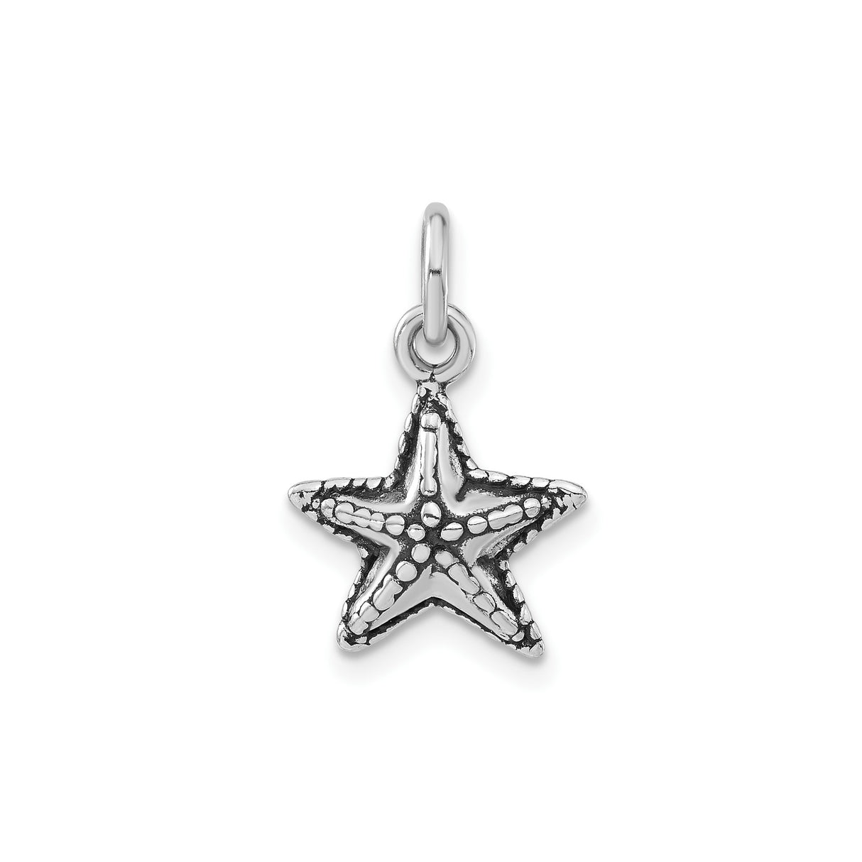 Sterling Silver Starfish Pendant, Textured Nautical Marine Life Design for Women