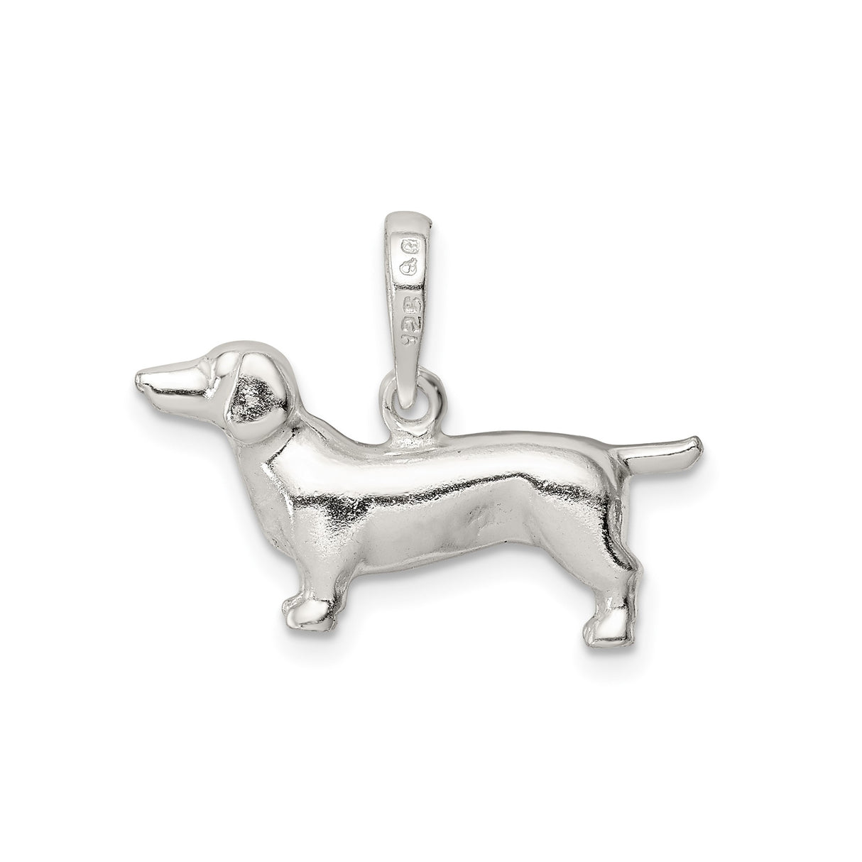 Sterling Silver Dachshund Pendant, Smooth Polished Dog Charm, Animal Jewelry for Women