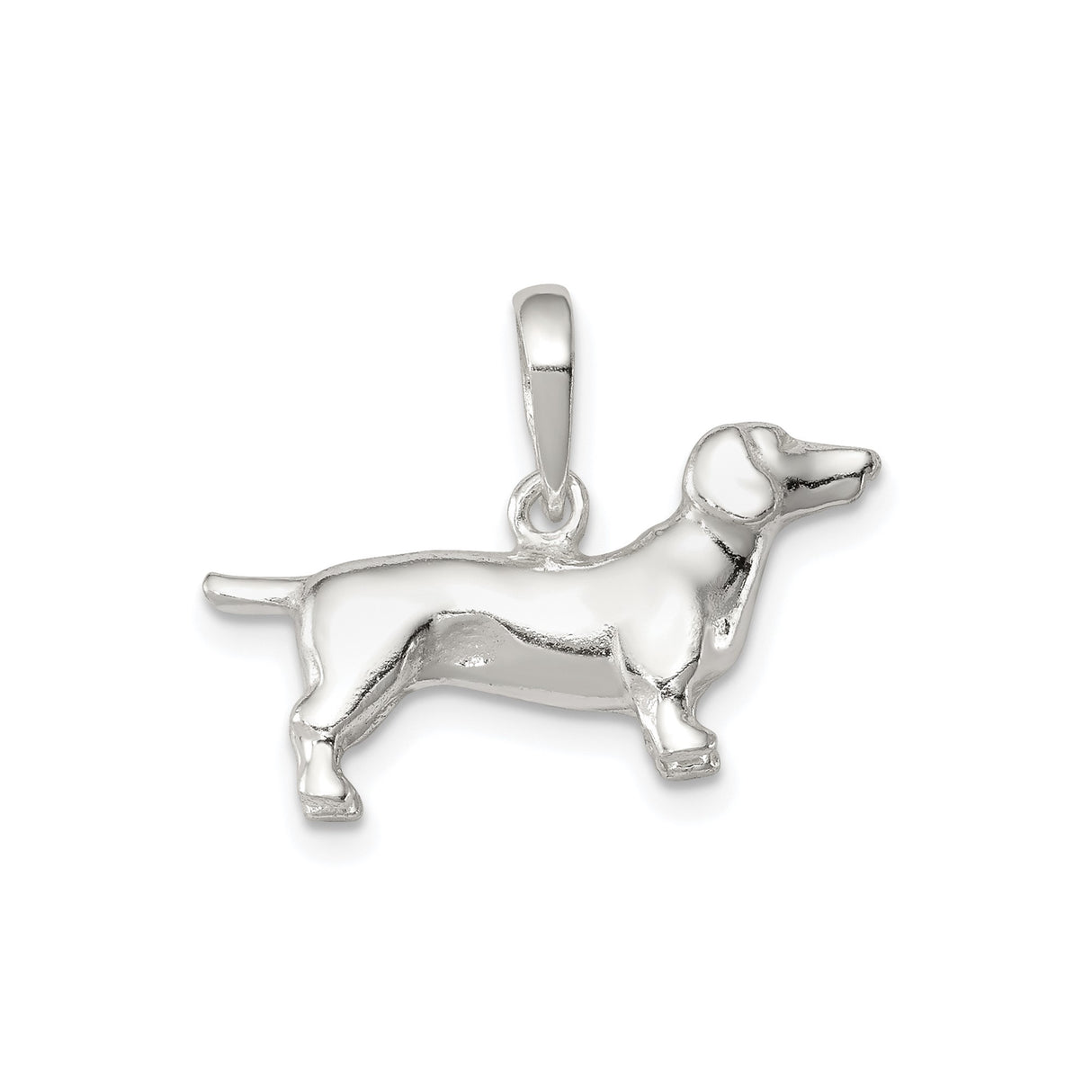 Sterling Silver Dachshund Pendant, Smooth Polished Dog Charm, Animal Jewelry for Women