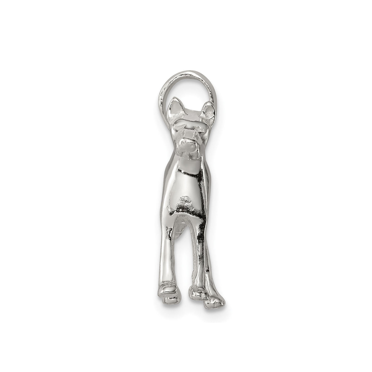 Sterling Silver Dog Pendant with Canine Silhouette, Minimalist Pet Memorial Charm