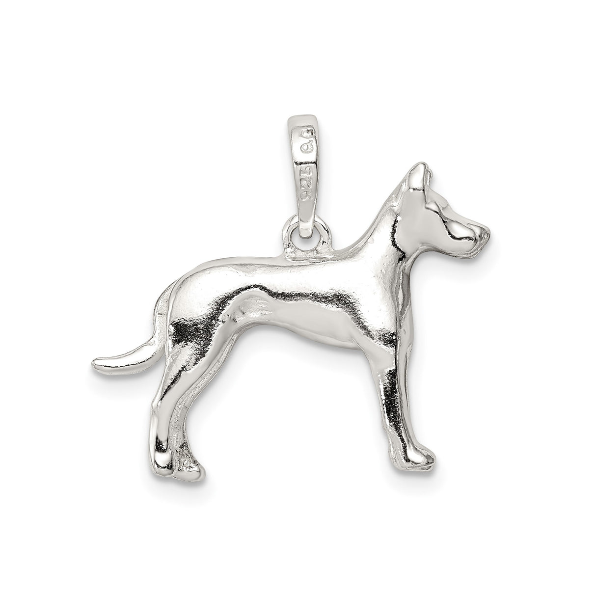 Sterling Silver Dog Pendant with Canine Silhouette, Minimalist Pet Memorial Charm