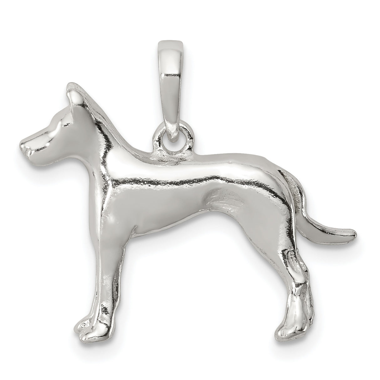 Sterling Silver Dog Pendant with Canine Silhouette, Minimalist Pet Memorial Charm