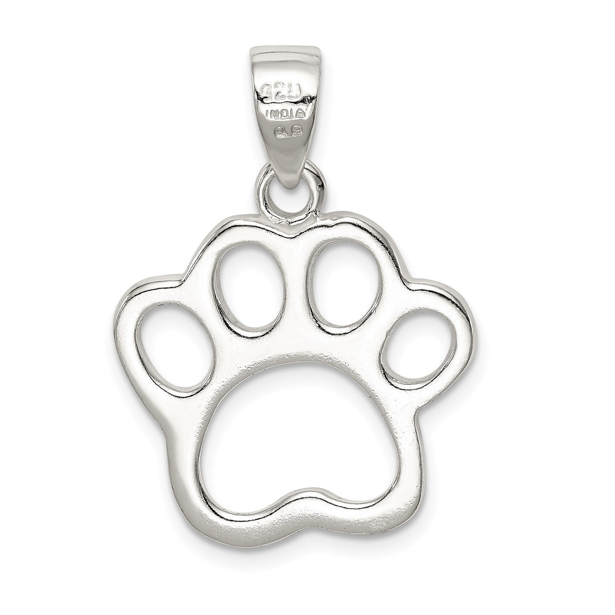 Sterling Silver Open Paw Print Pendant, Pet Memorial Jewelry for Dog and Cat Lovers