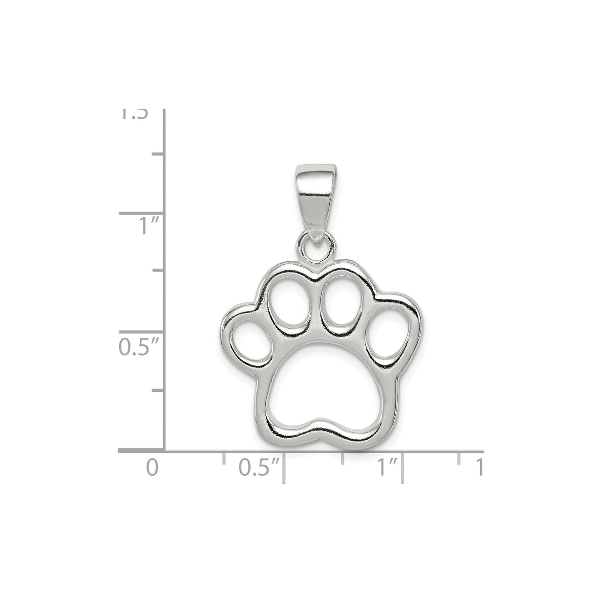 Sterling Silver Open Paw Print Pendant, Pet Memorial Jewelry for Dog and Cat Lovers