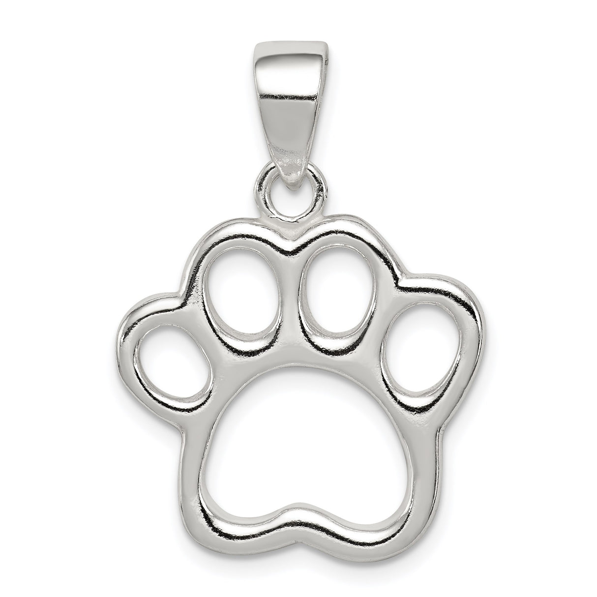 Sterling Silver Open Paw Print Pendant, Pet Memorial Jewelry for Dog and Cat Lovers