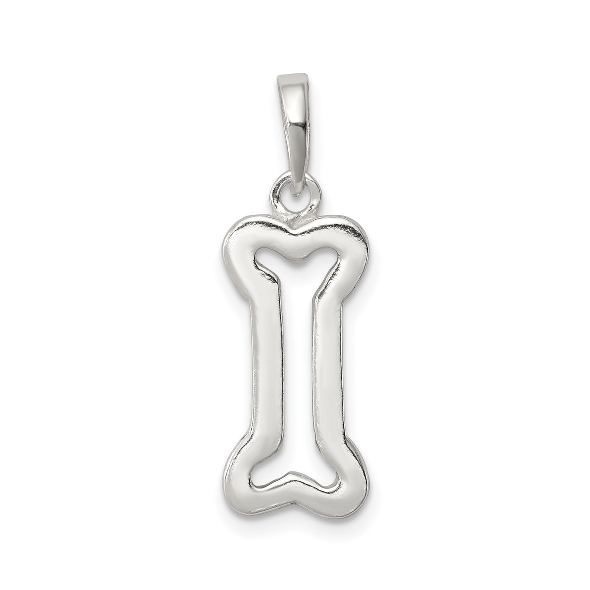 Sterling Silver Dog Bone Pendant with Open Design, Pet Companionship Symbol, Unisex Memorial Charm