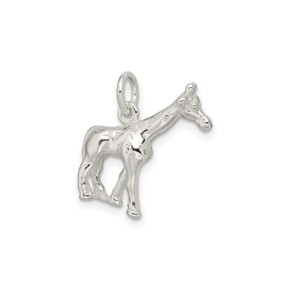 Sterling Silver Giraffe Charm Pendant with Detailed Safari Animal Design