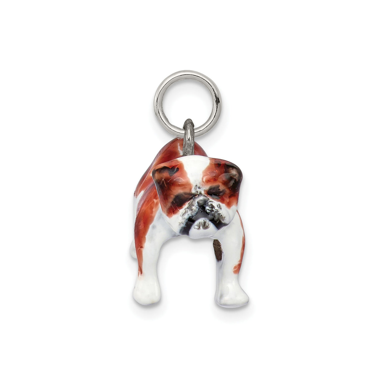 Sterling Silver St. Bernard Dog Pendant with Brown and White Enamel, Unisex Pet Charm