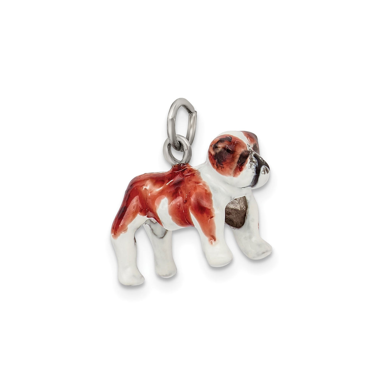 Sterling Silver St. Bernard Dog Pendant with Brown and White Enamel, Unisex Pet Charm