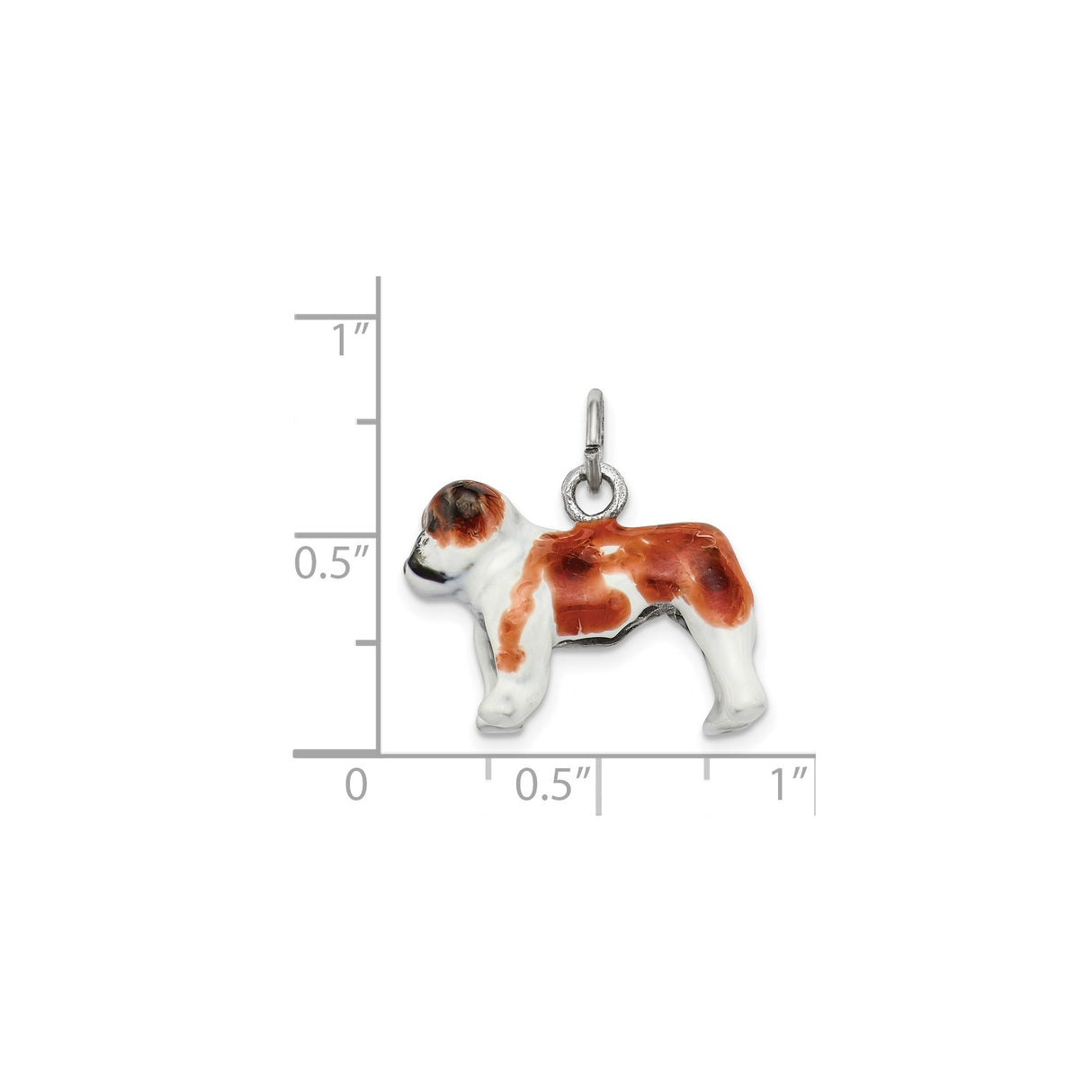 Sterling Silver St. Bernard Dog Pendant with Brown and White Enamel, Unisex Pet Charm
