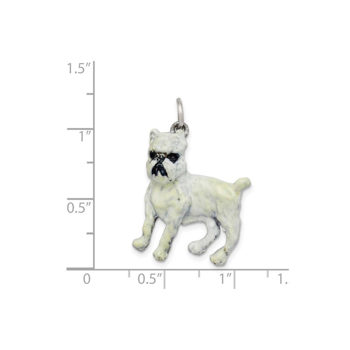 Sterling Silver Bulldog Pendant with Enamel Detailing, Realistic Dog Charm for Necklace or Bracelet