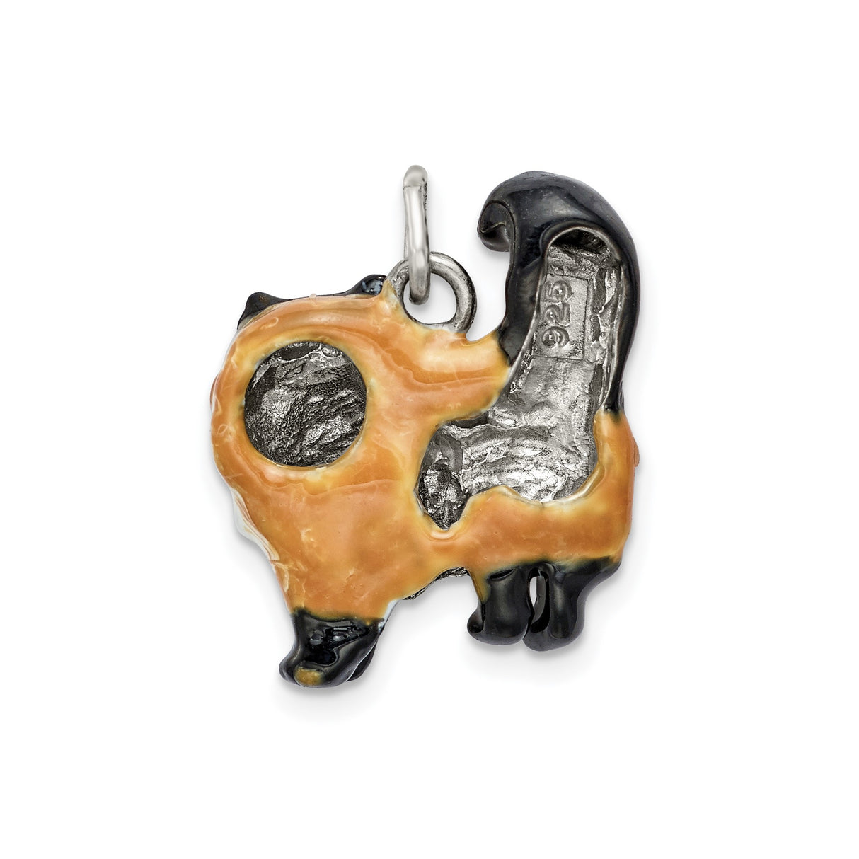 Sterling Silver Cat Pendant with Hand Painted Enamel, Himalayan or Persian Cat Design