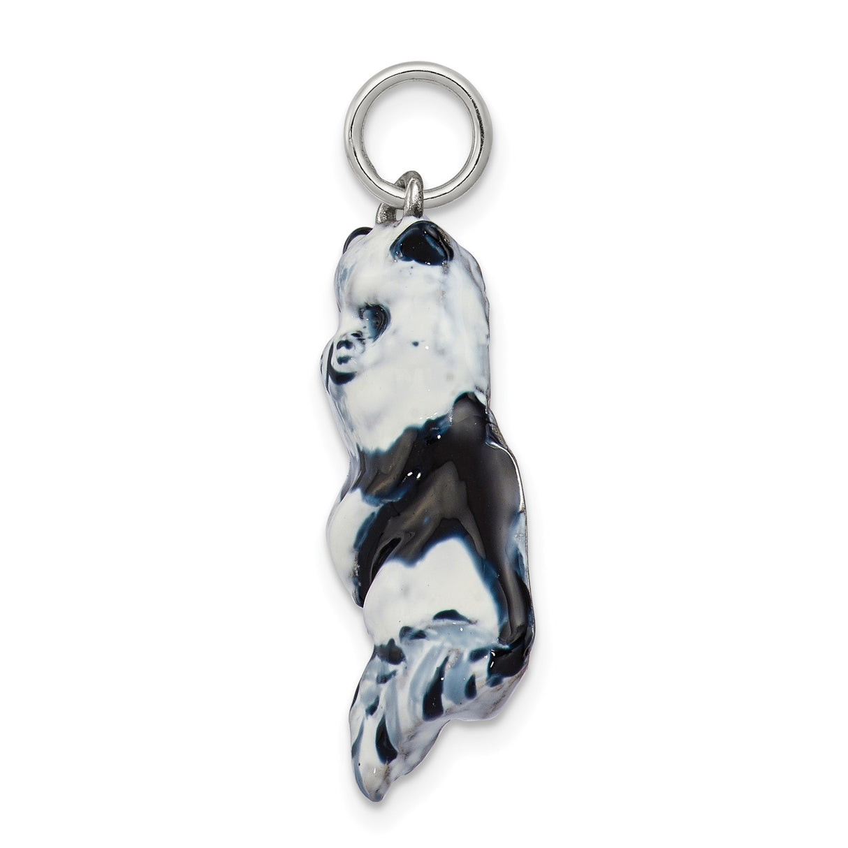 Sterling Silver Cat Pendant with Hand-Painted Enamel, Black and White Cat Design