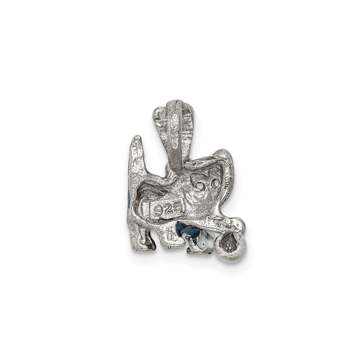 Sterling Silver Cat Pendant with Enamel Accents, Playful Kitten and White Ball Design