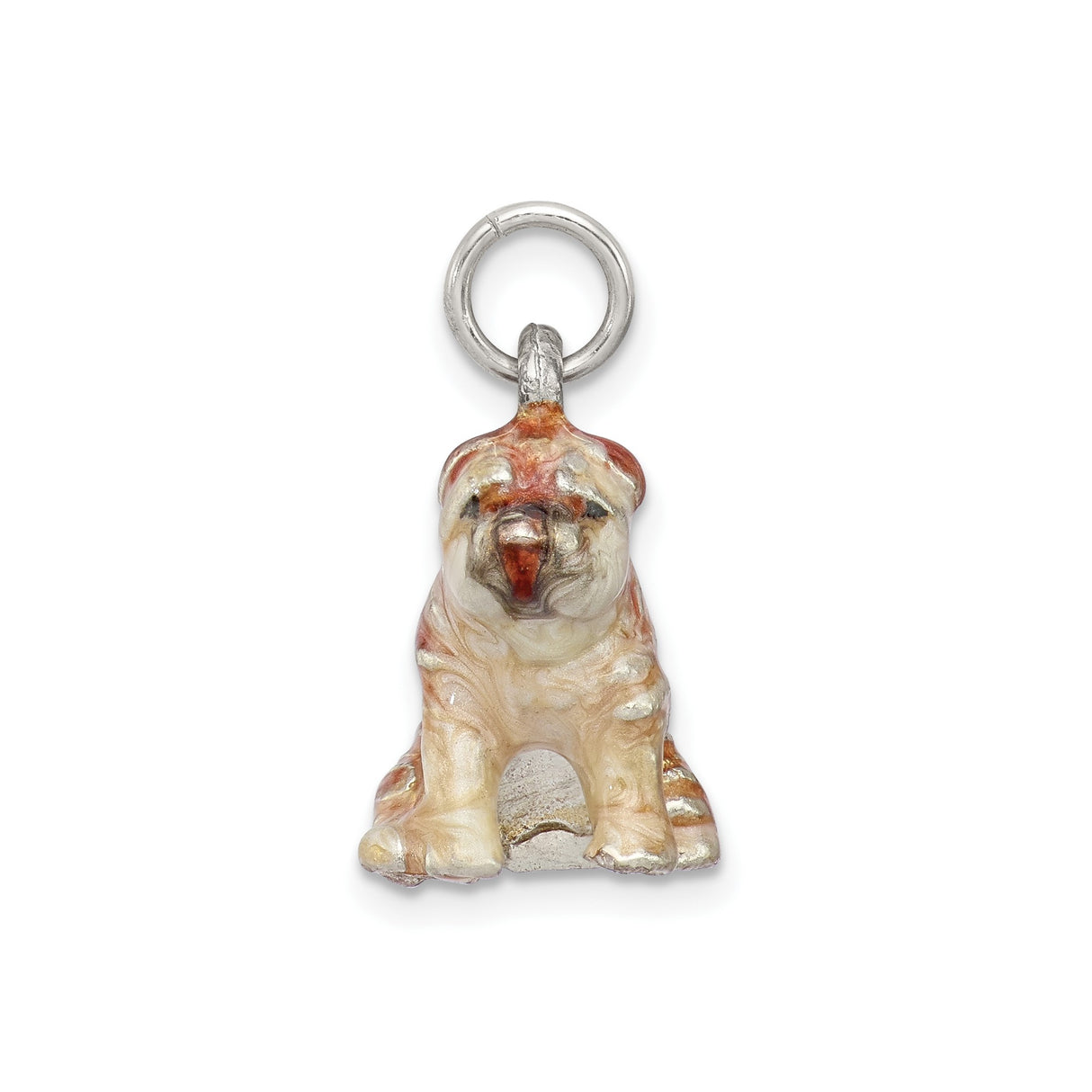 Sterling Silver Bulldog Pendant Charm, Sitting Enamel Dog Design, Pet Jewelry for Dog Lovers