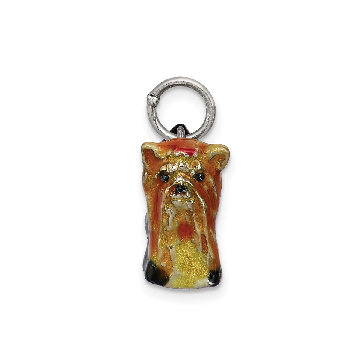 Sterling Silver Yorkshire Terrier Pendant with Enameled Dog Design for Women and Pet Lovers