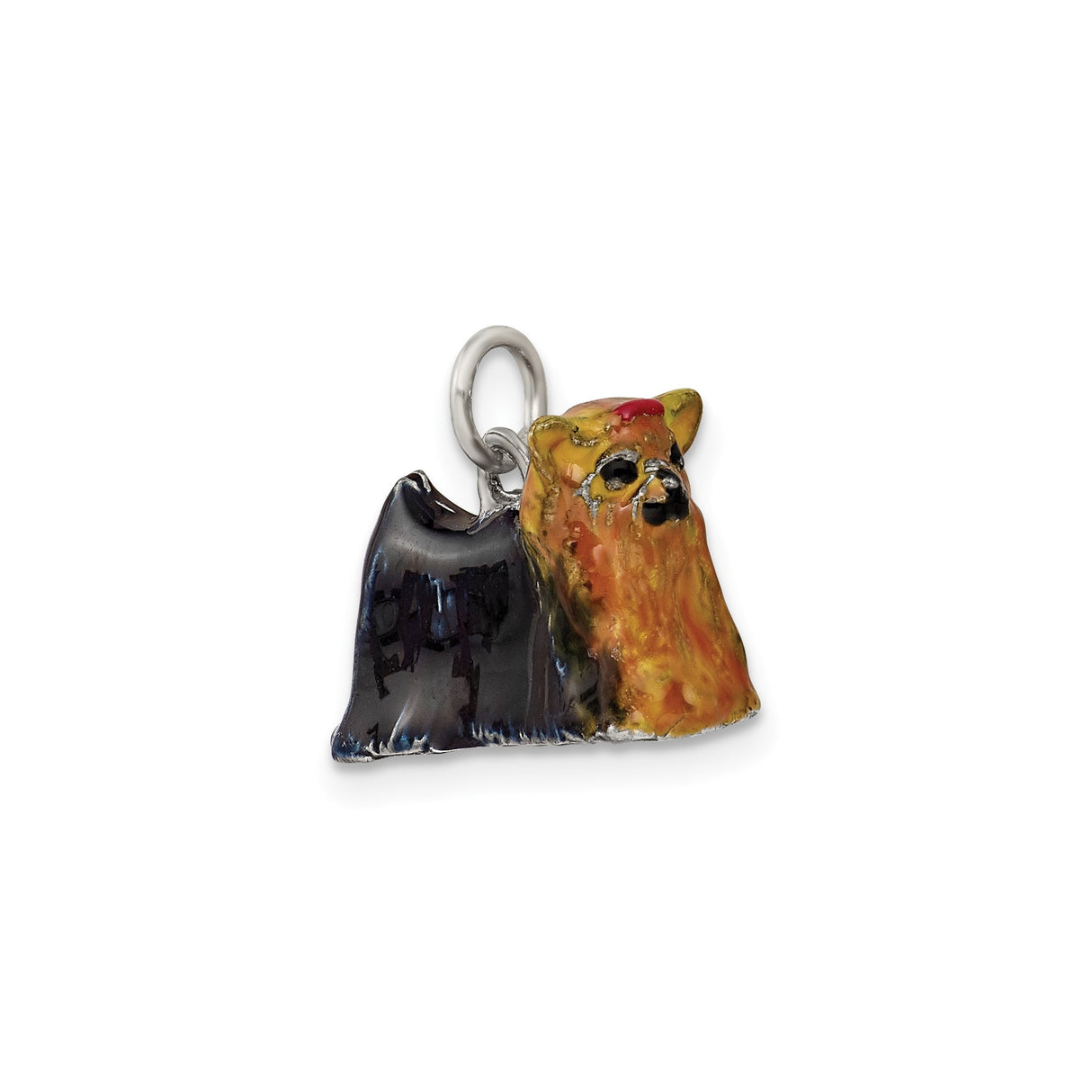 Sterling Silver Yorkshire Terrier Pendant with Enameled Dog Design for Women and Pet Lovers