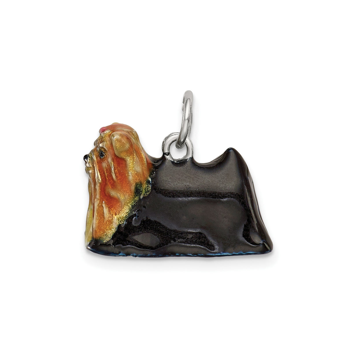 Sterling Silver Yorkshire Terrier Pendant with Enameled Dog Design for Women and Pet Lovers