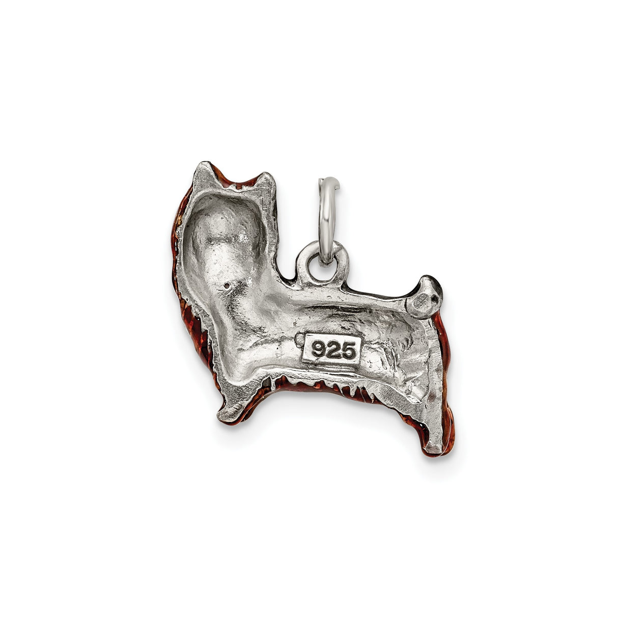 Sterling Silver Yorkshire Terrier Pendant, Hand Painted Enamel Dog Charm for Women