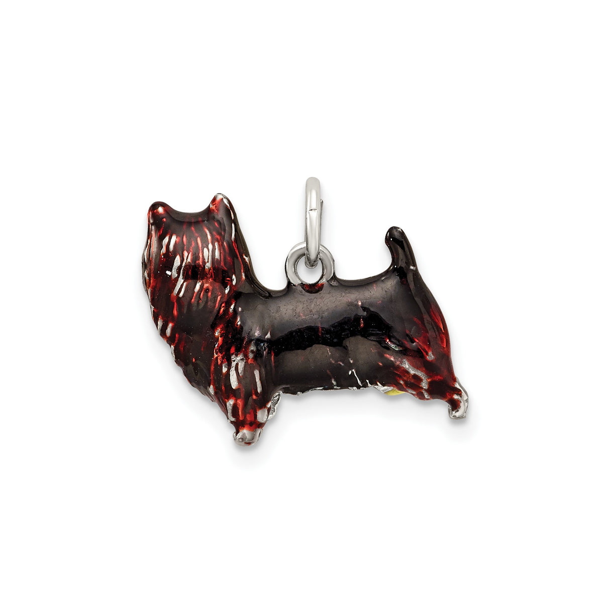 Sterling Silver Scottish Terrier Pendant, Enamel Dog Charm, Realistic Scottie Jewelry for Women or Unisex