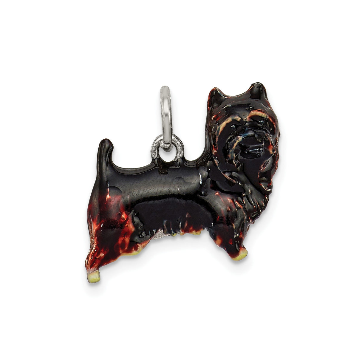 Sterling Silver Scottish Terrier Pendant, Enamel Dog Charm, Realistic Scottie Jewelry for Women or Unisex