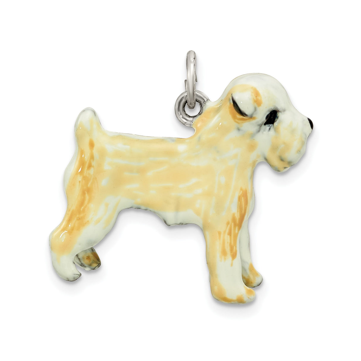 Sterling Silver Wheaten Terrier Pendant, Hand Painted Enamel Dog Charm, Pet Memorial Jewelry