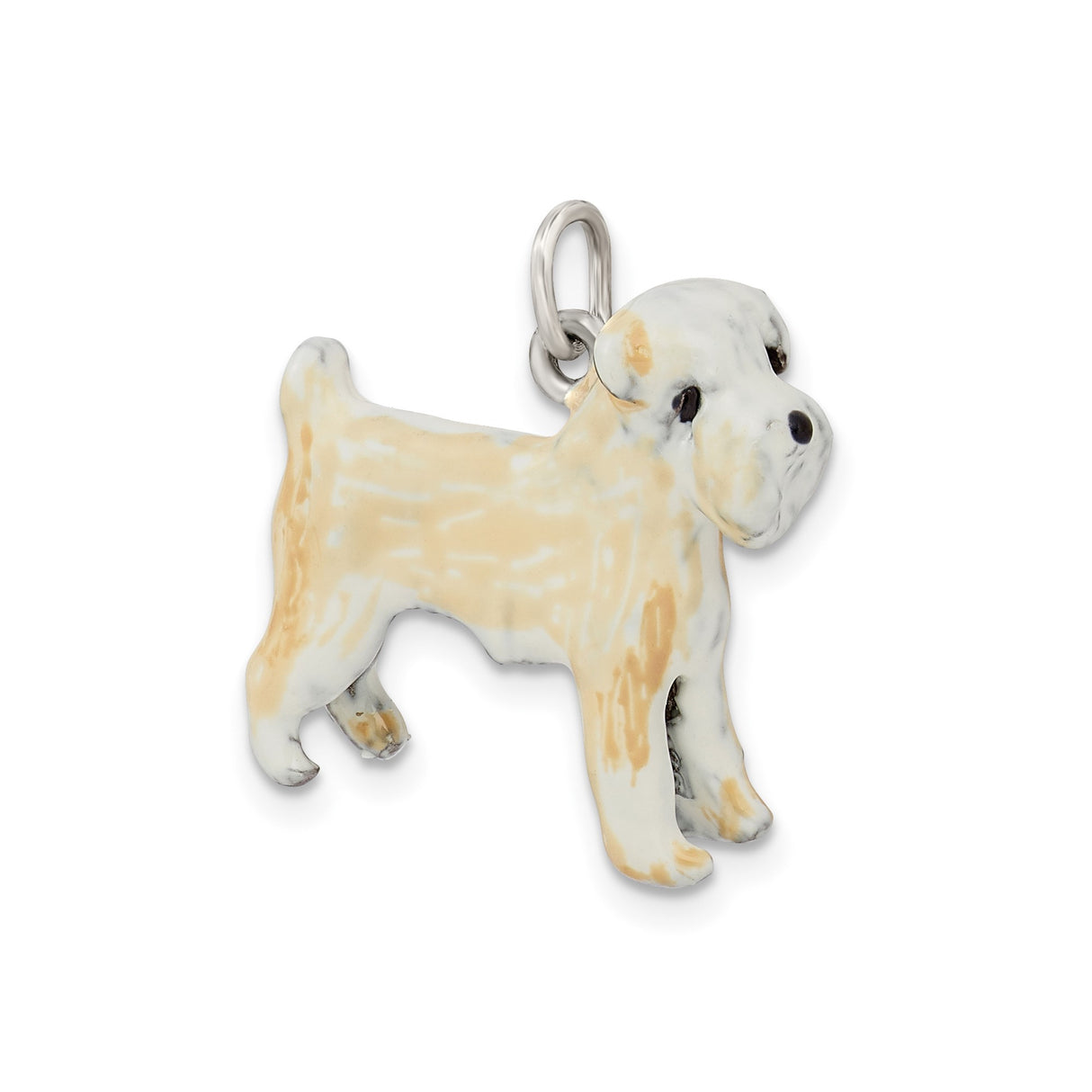 Sterling Silver Wheaten Terrier Pendant, Hand Painted Enamel Dog Charm, Pet Memorial Jewelry