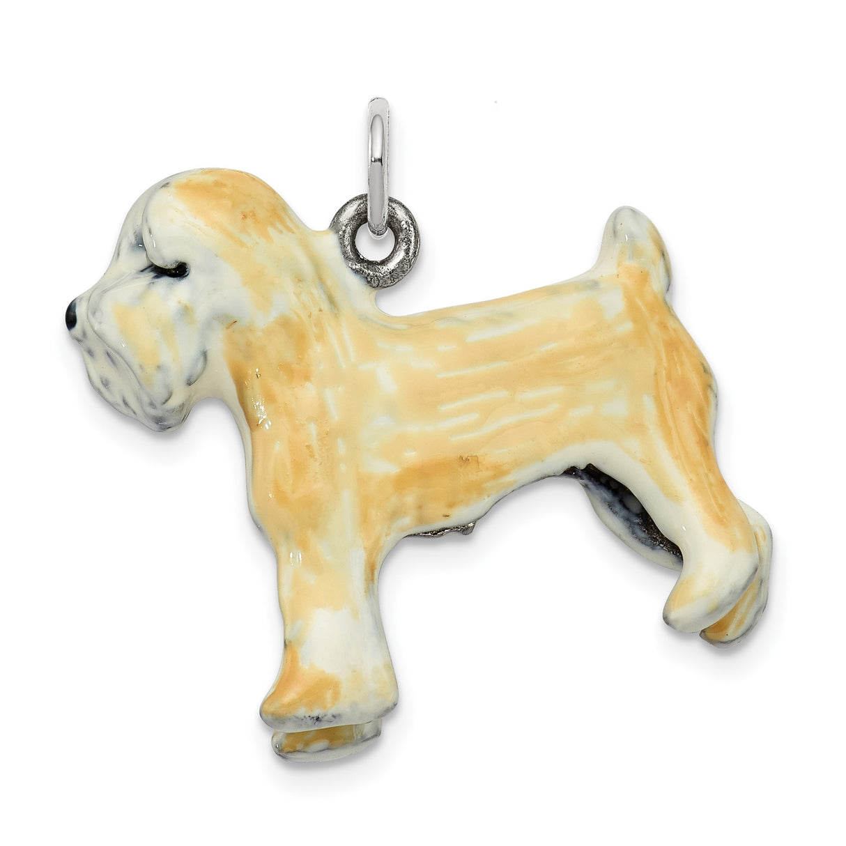 Sterling Silver Wheaten Terrier Pendant, Hand Painted Enamel Dog Charm, Pet Memorial Jewelry