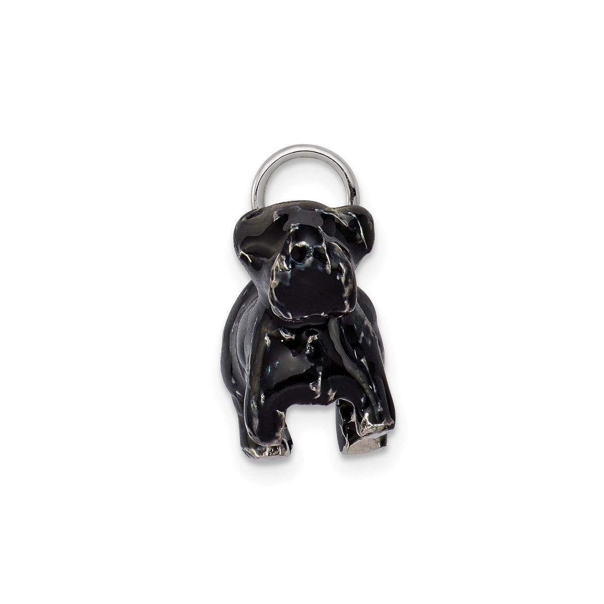 Sterling Silver Scottish Terrier Pendant Charm with Black Enamel Finish, Dog Shaped Jewelry