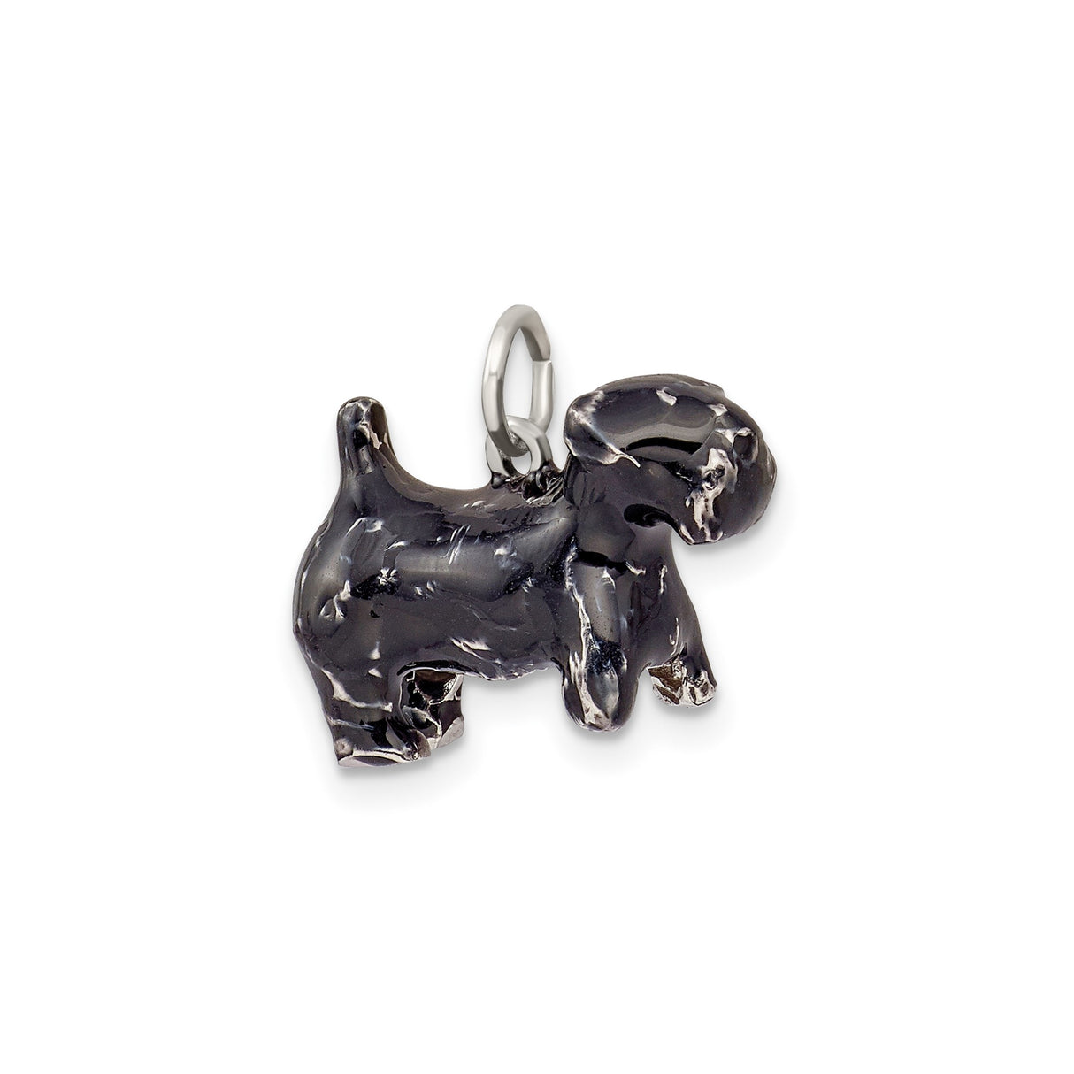 Sterling Silver Scottish Terrier Pendant Charm with Black Enamel Finish, Dog Shaped Jewelry