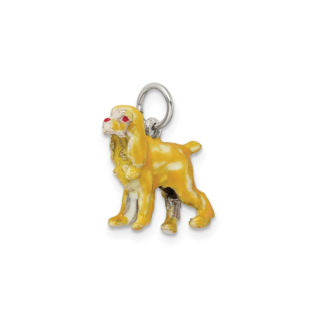 Sterling Silver Cocker Spaniel Pendant with Orange Enamel Detail, Dog Charm Jewelry for Women