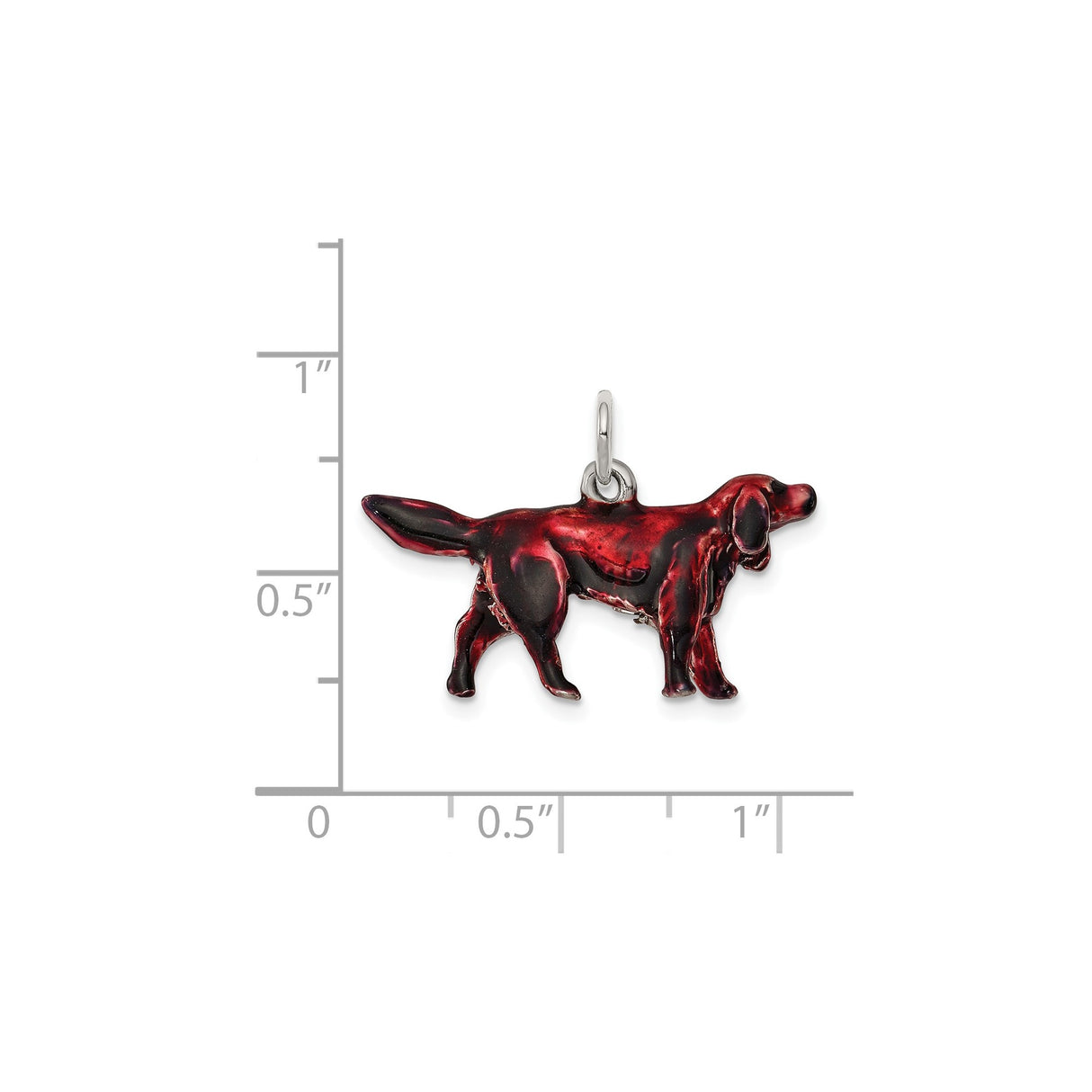 Sterling Silver Dog Pendant with Red and Black Enamel, Hunting Dog Charm Design