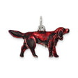 Sterling Silver Dog Pendant with Red and Black Enamel, Hunting Dog Charm Design