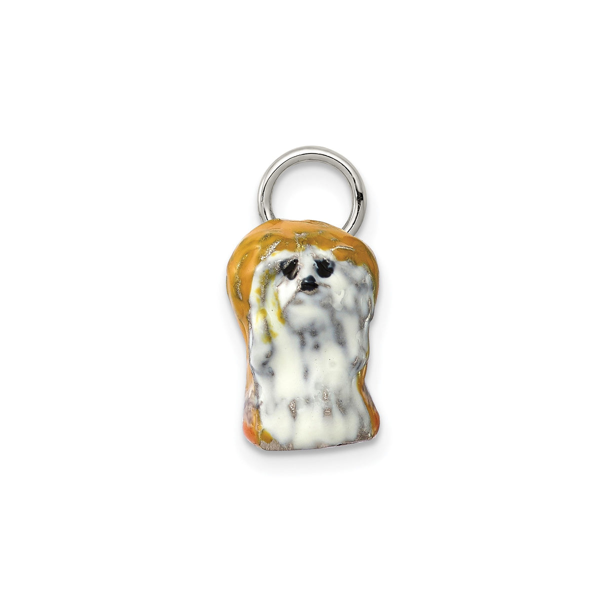 Sterling Silver Pendant, Shih Tzu Dog Charm, Hand Painted Pet Jewelry for Dog Lovers