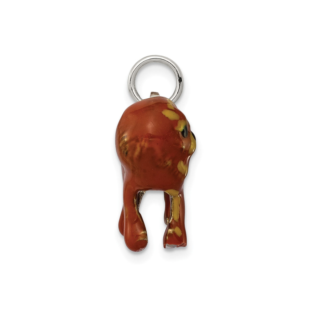 Sterling Silver Pekingese Dog Pendant Charm, Brown and Yellow Enamel, Pet Memorial Keepsake