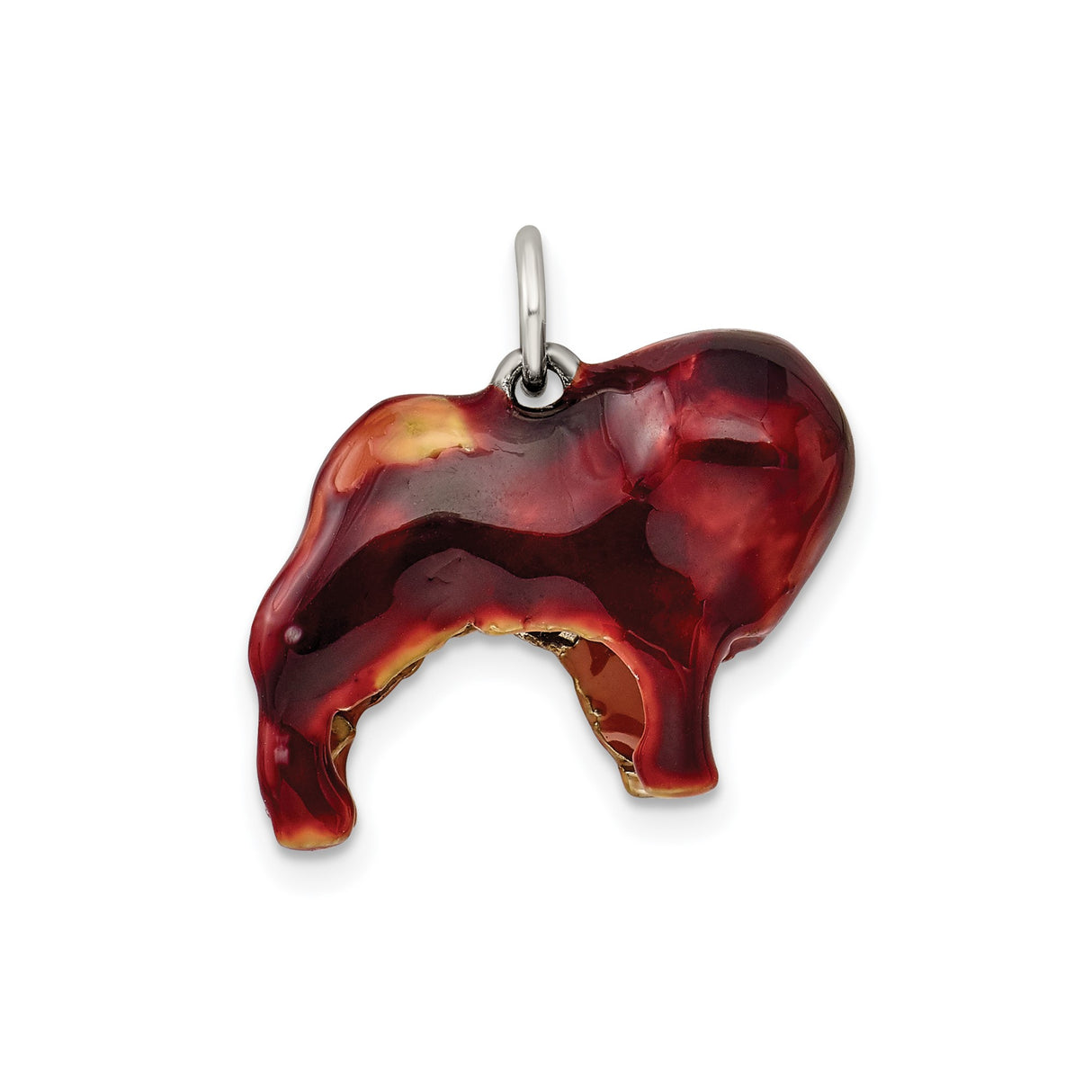 Sterling Silver Pekingese Dog Pendant Charm, Brown and Yellow Enamel, Pet Memorial Keepsake