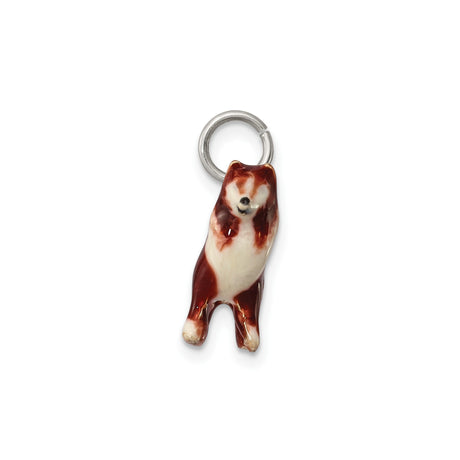 Sterling Silver Collie Dog Pendant Charm, Hand Painted Enamel Dog Breed Jewelry
