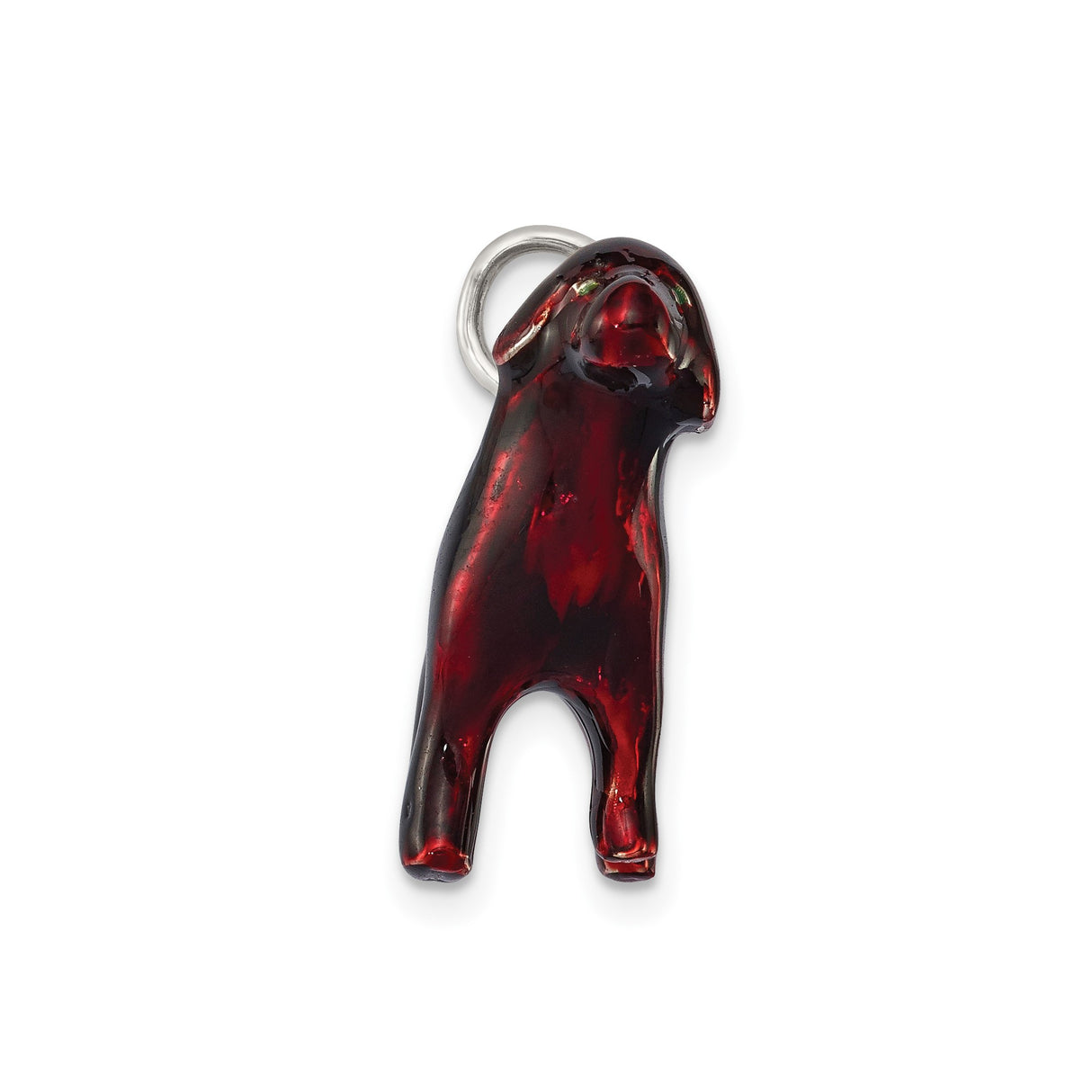 Sterling Silver Dog Pendant with Red Enamel Inlay, Animal Lover Keepsake Charm