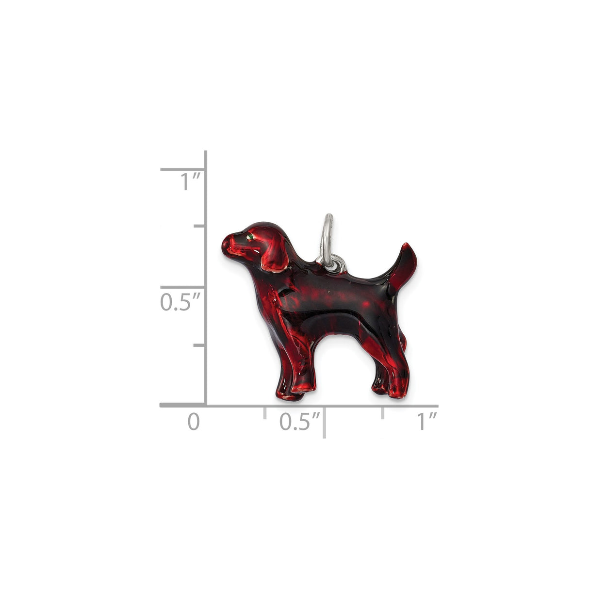 Sterling Silver Dog Pendant with Red Enamel Inlay, Animal Lover Keepsake Charm