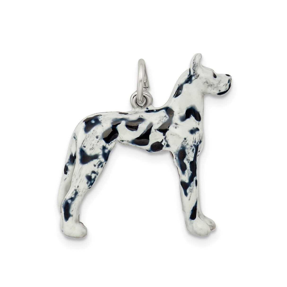 Sterling Silver Great Dane Pendant with Black and White Enamel, Dog Breed Jewelry for Women or Unisex