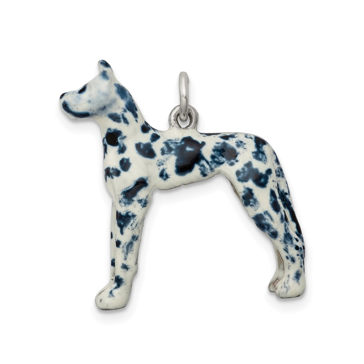 Sterling Silver Great Dane Pendant with Black and White Enamel, Dog Breed Jewelry for Women or Unisex