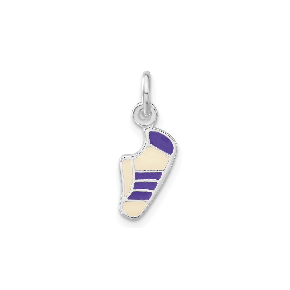 Sterling Silver Sneaker Charm Pendant with Purple Enamel Detailing, Unisex Athletic Shoe Design
