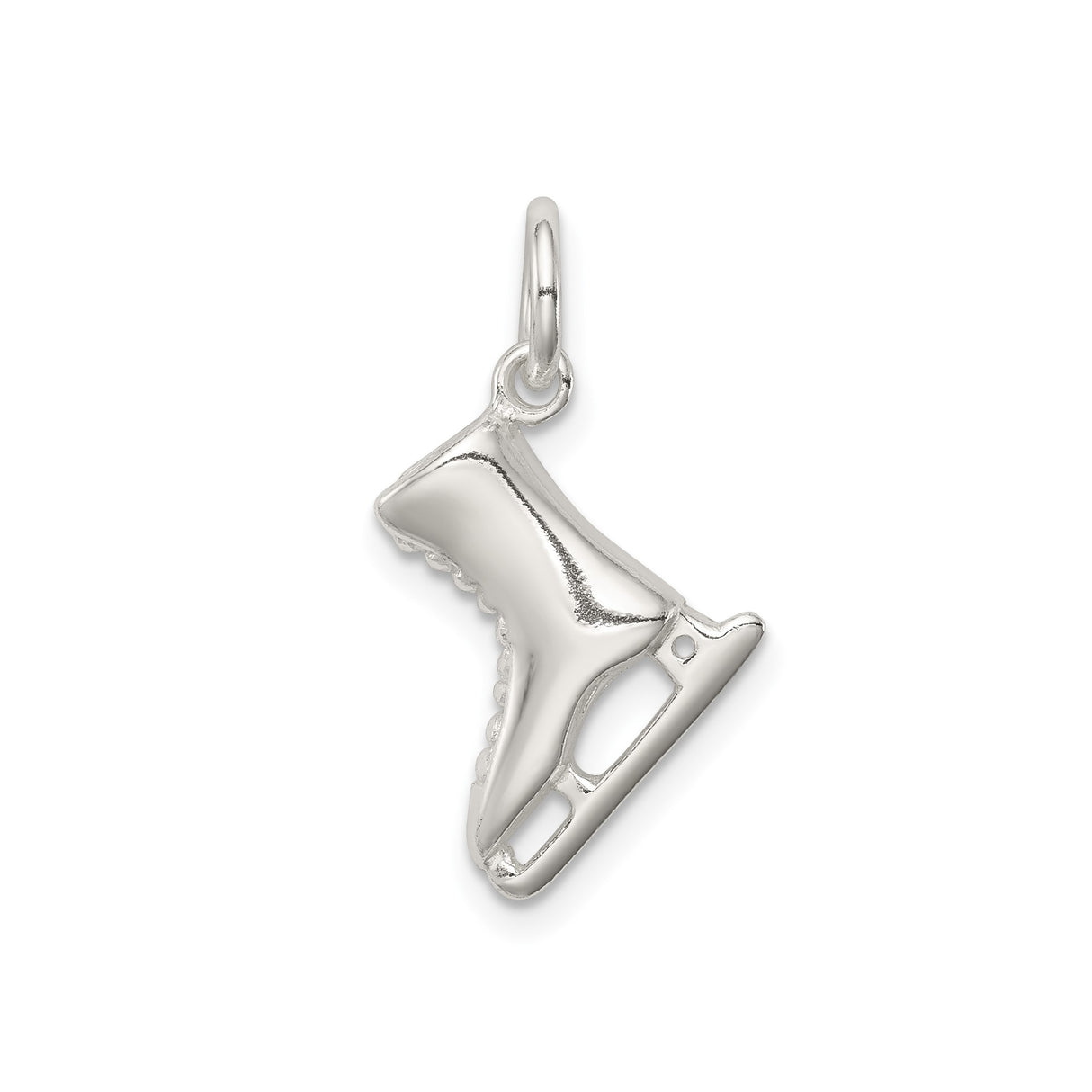 Sterling Silver Ice Skate Charm Pendant with Realistic Skating Boot Design for Women or Girls