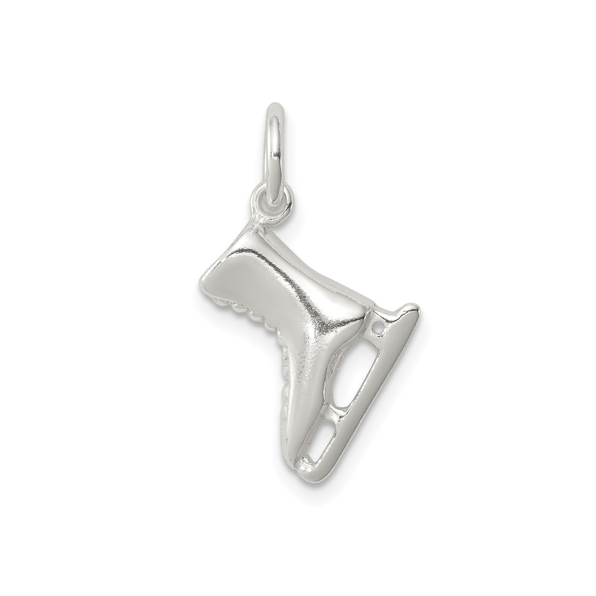 Sterling Silver Ice Skate Charm Pendant with Realistic Skating Boot Design for Women or Girls